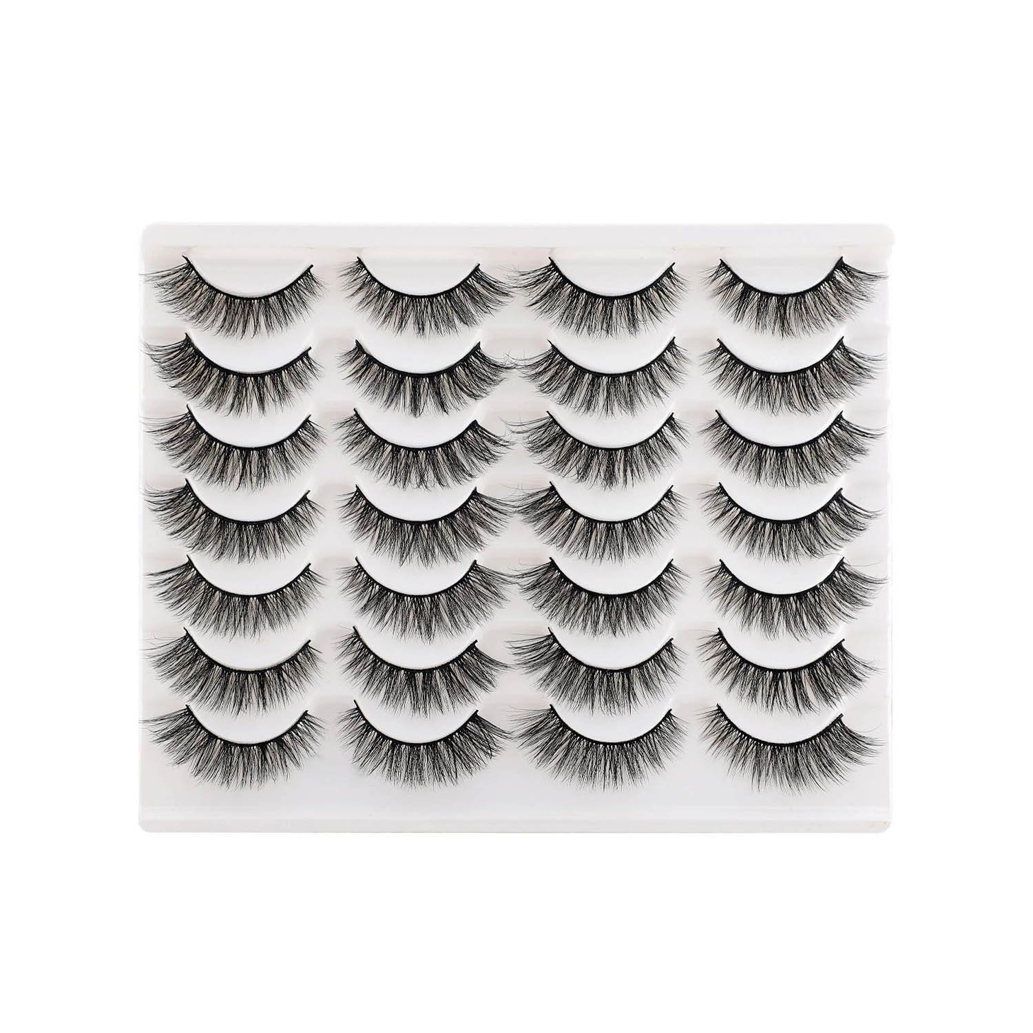 alse Eyelashes Natural 3D Lashes Cat Eye Look Faux Mink Lashes Fluffy Strip 14 Pairs, Multipack