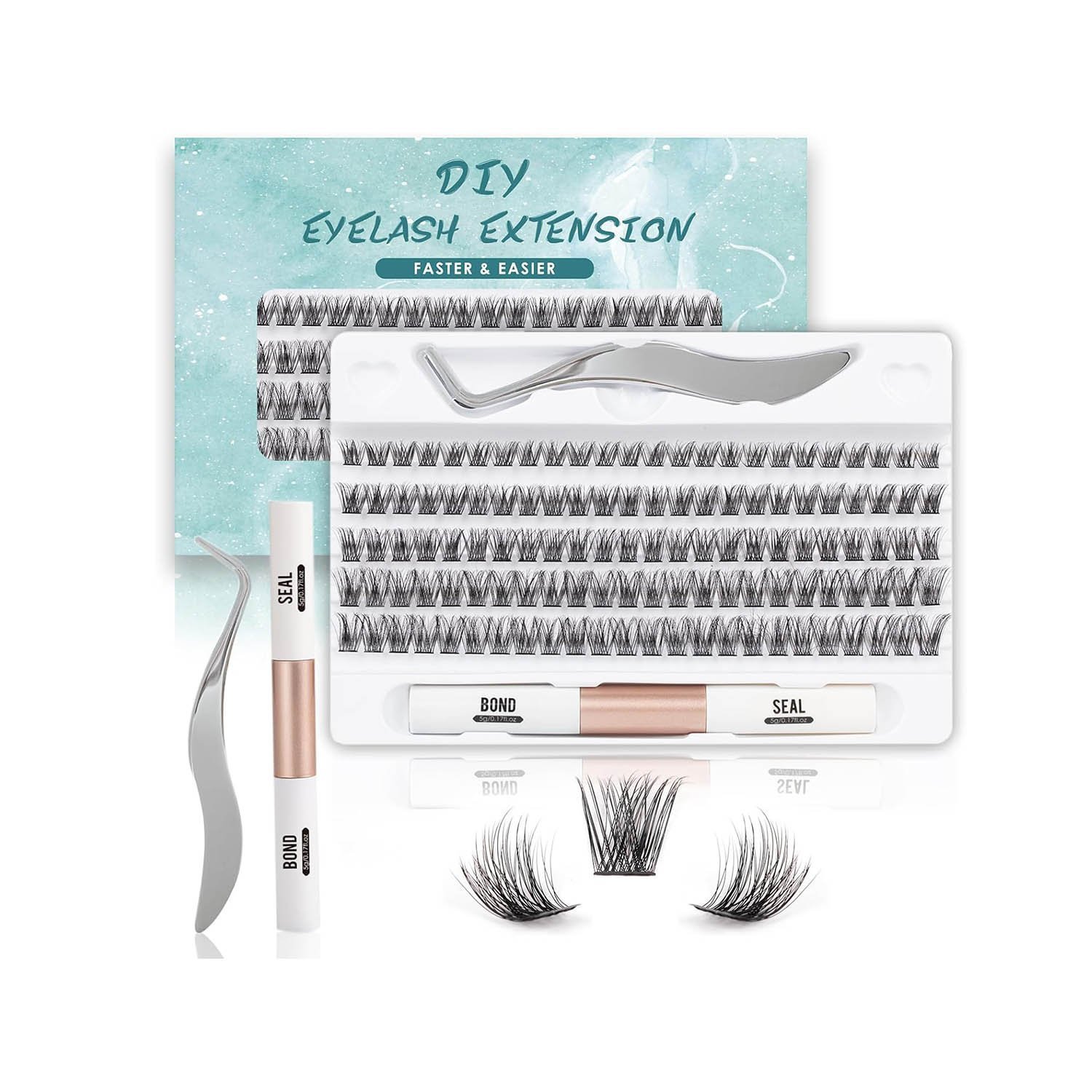 SISILILY Lash Extension Kit-Individual Lashes with Bond and Seal-120 Lash, Tweezers C D Curl 10/12/14/15/16mm(DM17-mix)