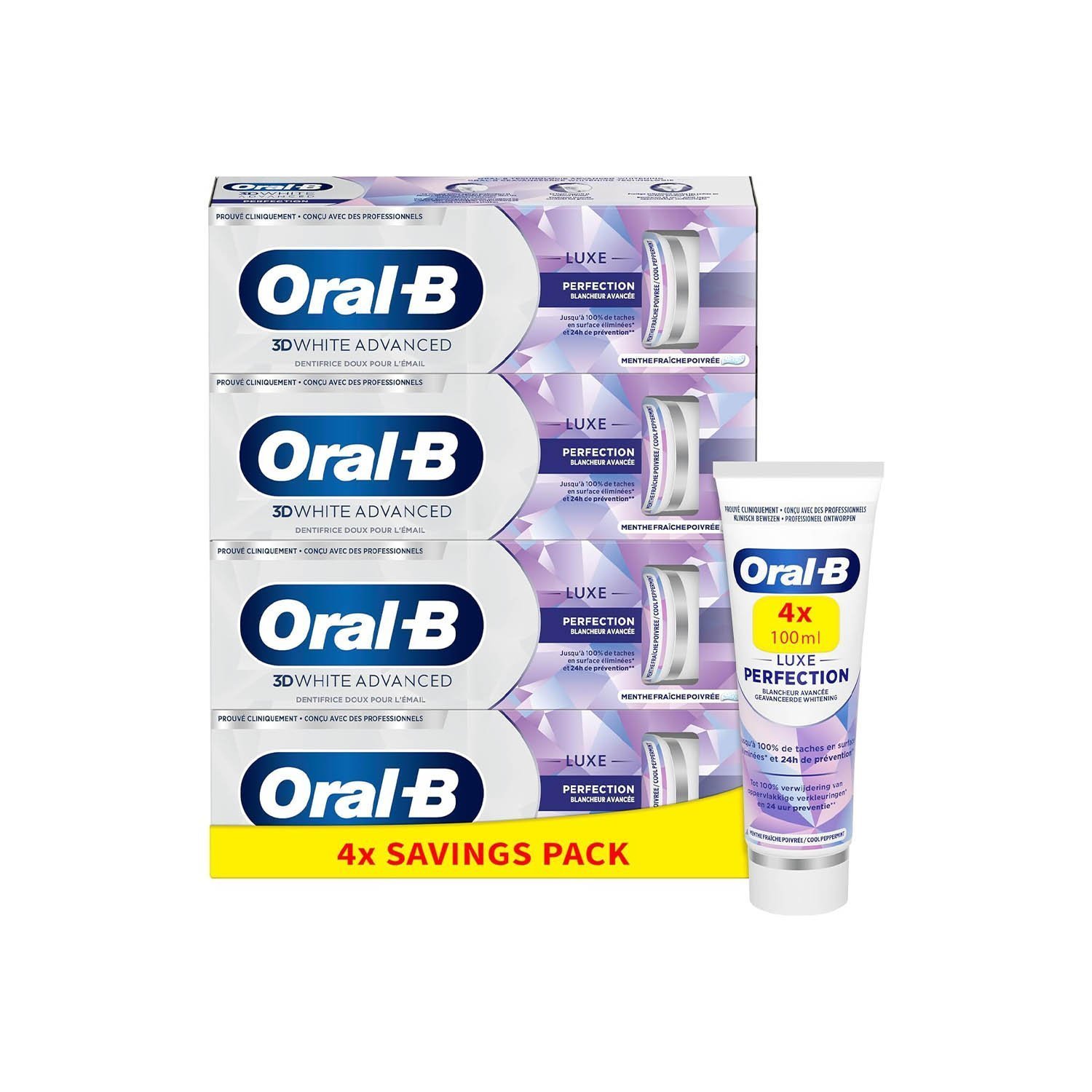 Oral-B 3DWhite Advanced Luxe Perfection Toothpaste 400 ml (100 ml x 4)