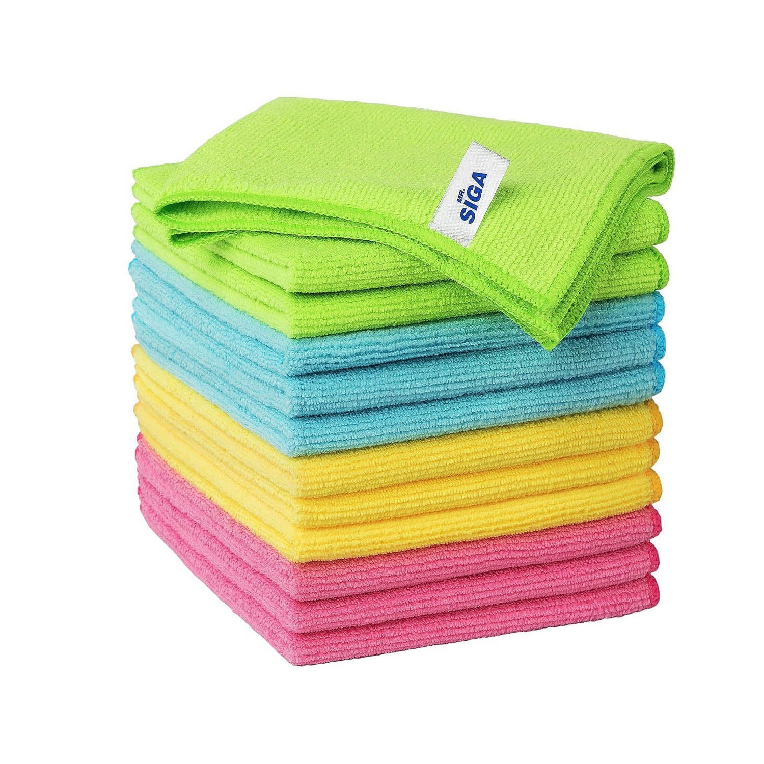MR.SIGA Microfiber Cleaning Cloth,Pack of 12, Size:32 x 32 cm