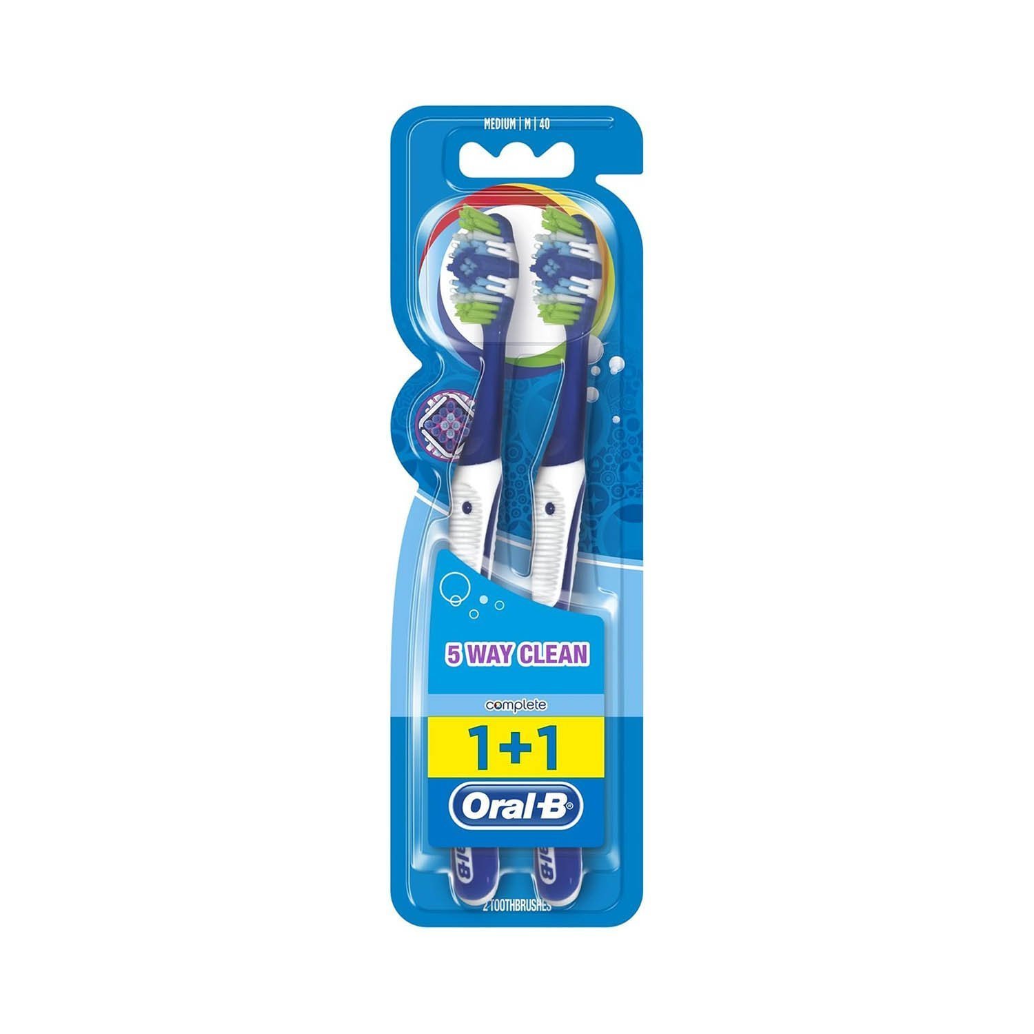 Oral-B Complete 5 Way Clean Manual Toothbrush Medium, 2 Pieces