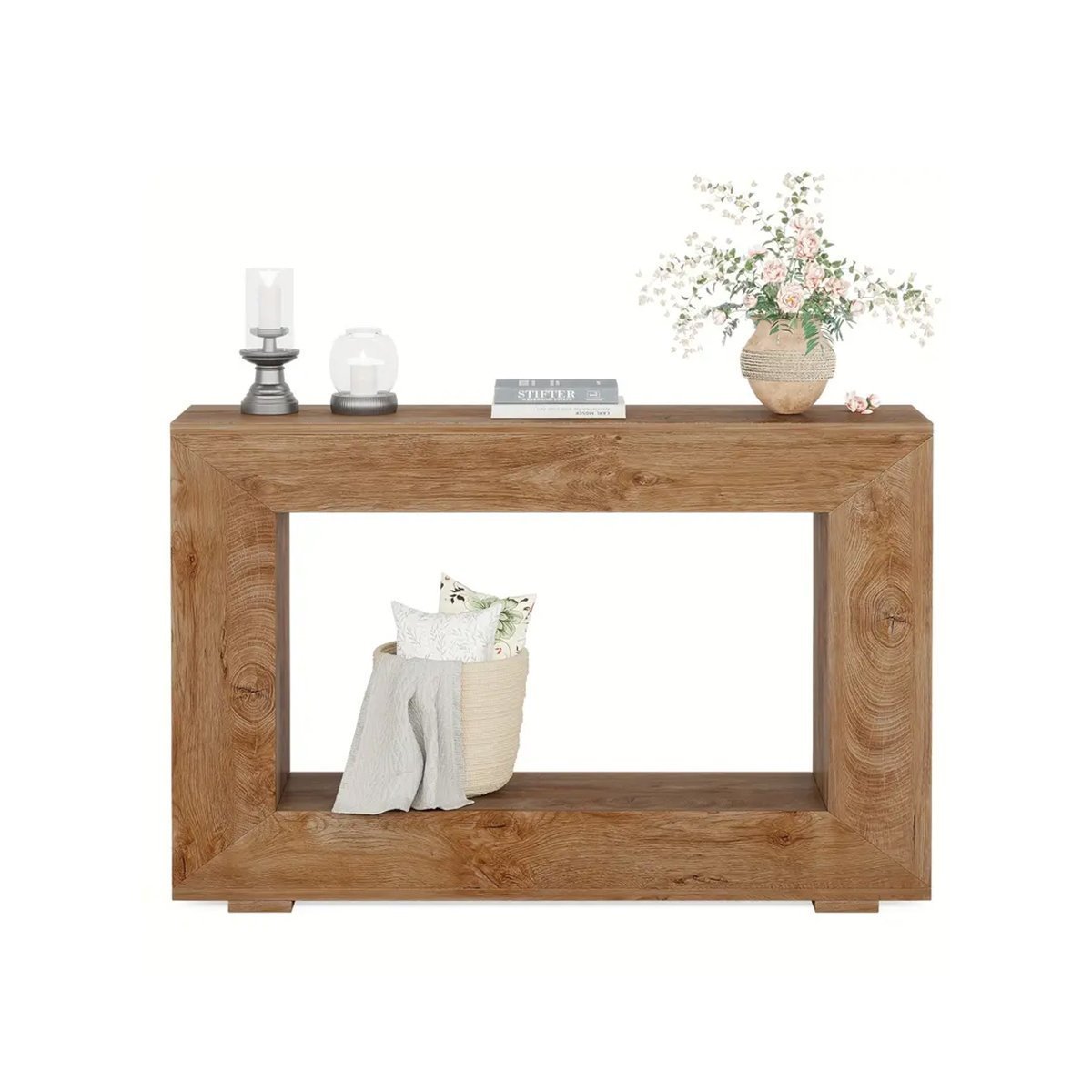 Farmhouse Console Table, 47 Inches Entryway Console Table With Storage