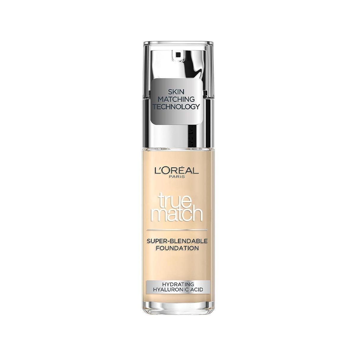 L'Oreal Paris True Match Liquid Foundation, Skincare Infused with Hyaluronic Acid, SPF 17, Available in 40 Shades, 3W, 30 m