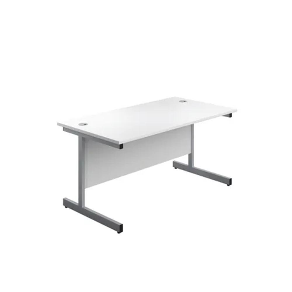 First 1200x800mm White/Silver Single Rectangular Desk