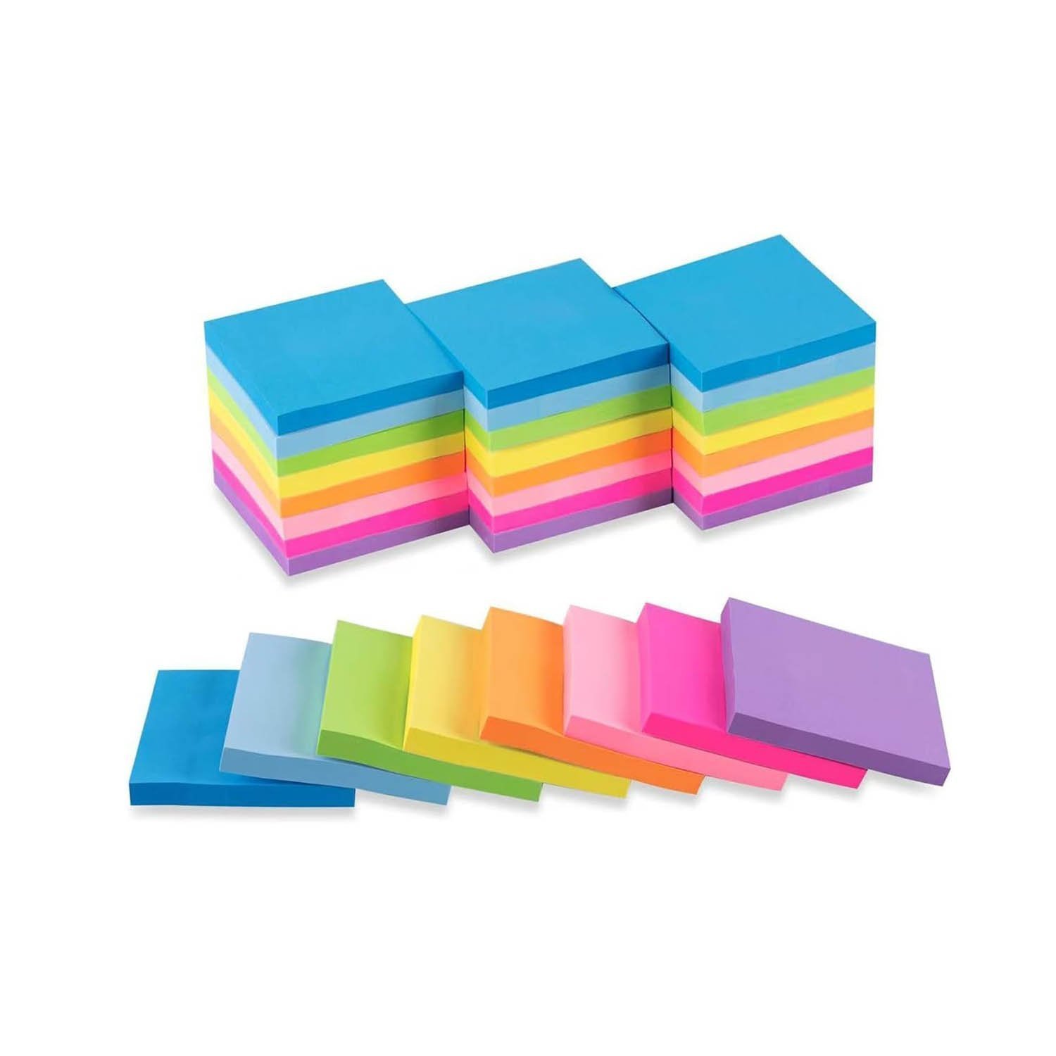 Wowivy 24 Pads - 3 in x 3 in Sticky Notes, 8 Colors Post Self Stick Notes Pads -  82 Sheets/pad