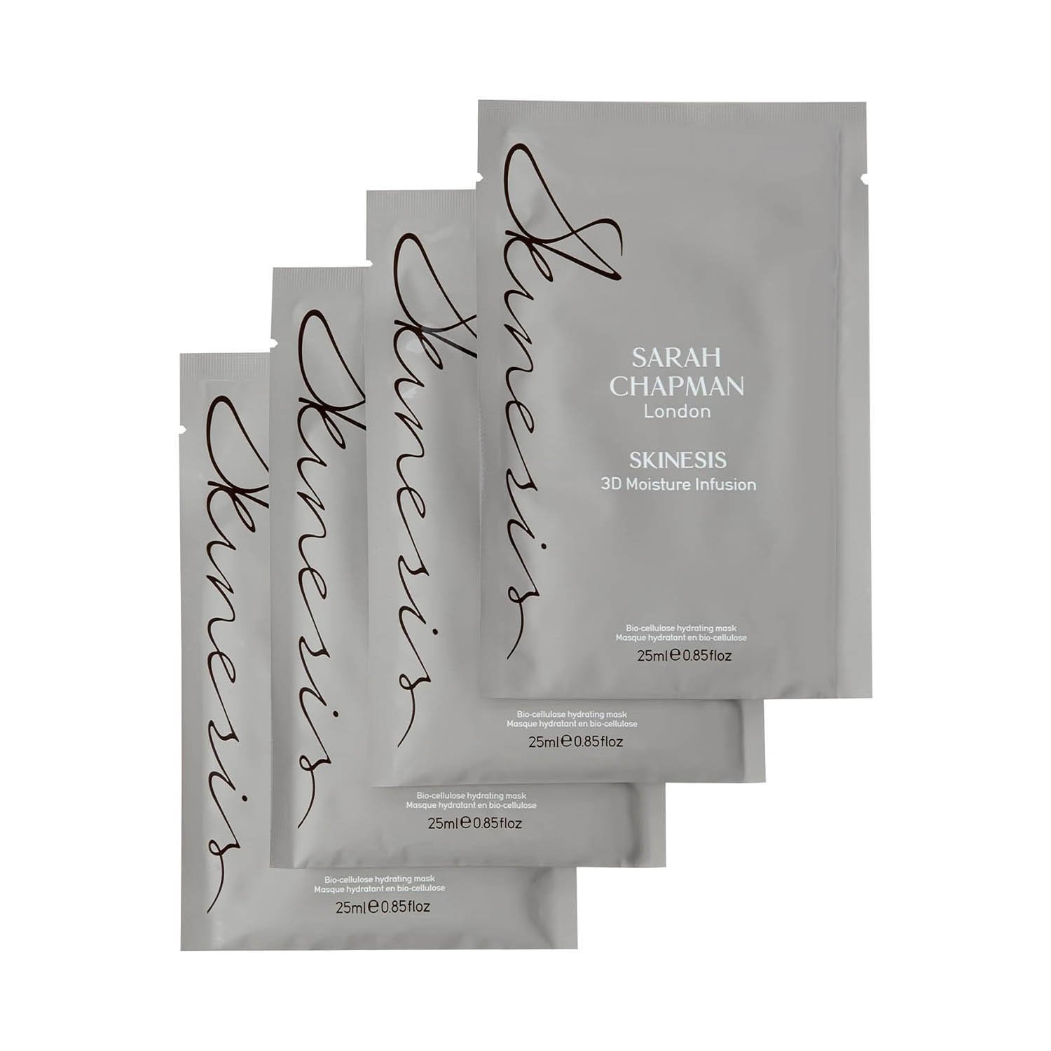 Sarah Chapman Skinesis 3D Moisture Infusion Mask Kit - Pack of 4 Hyaluronic Acid Moisturiser Sheet Masks