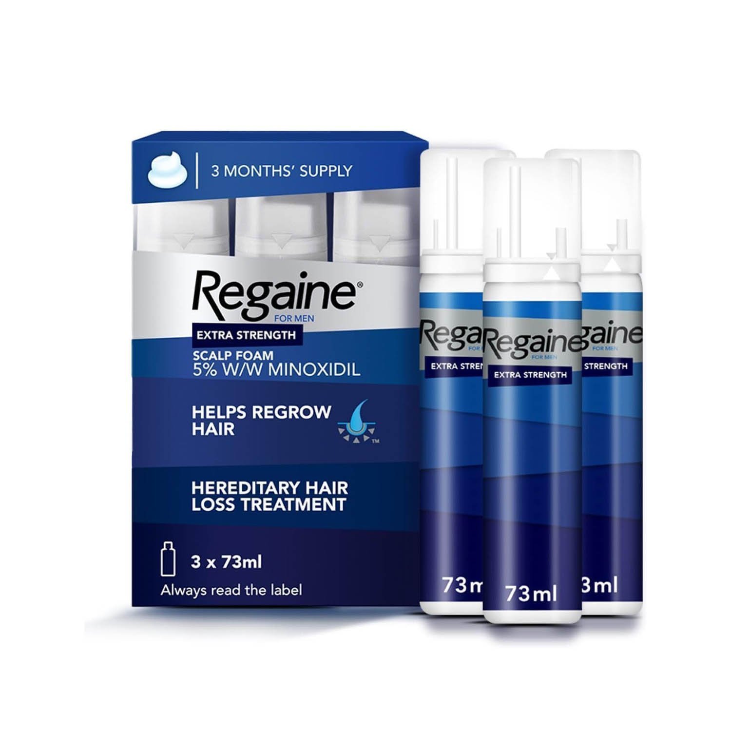 Regaine For Men Hair Regrowth Foam 3 x 73ml (Packing May Vary)