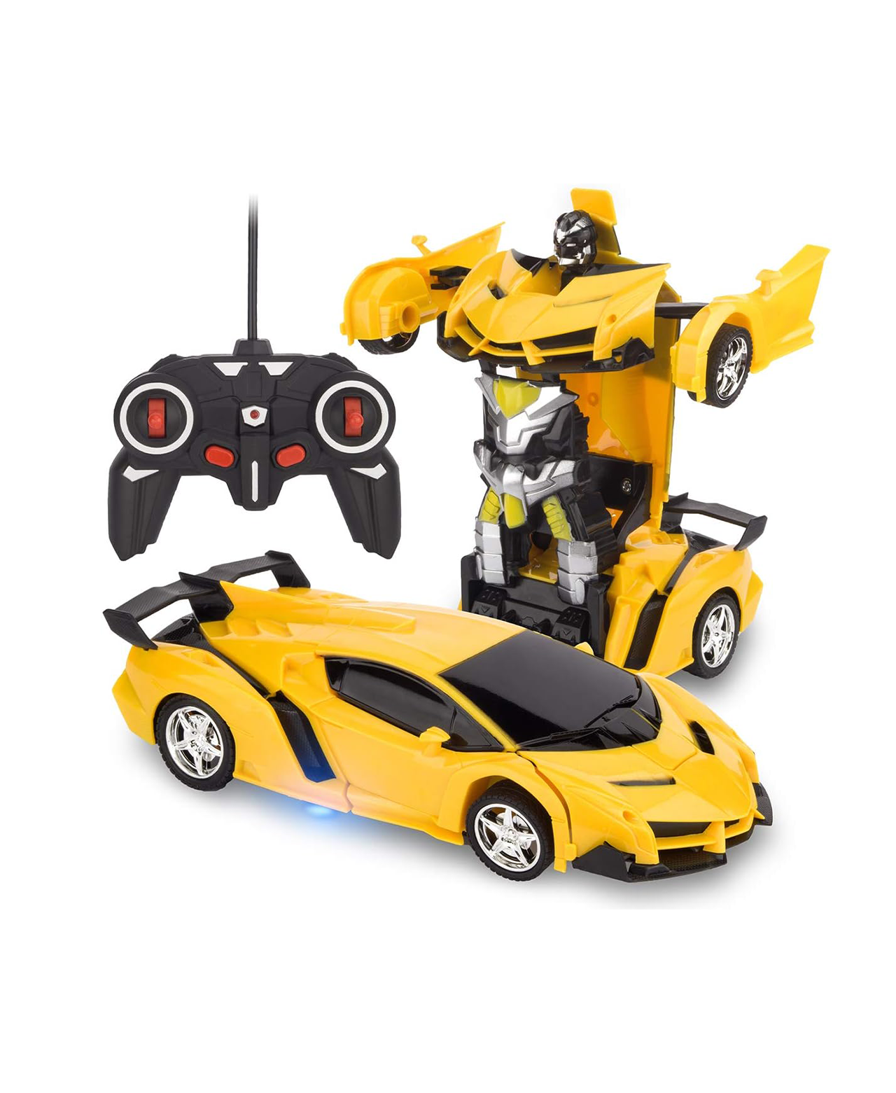 RAVSOOL Remote Control Transform Car, Rc Robot Rechargeable 360'Rotating Stunt 1:18 Deformation Racing Car Toy