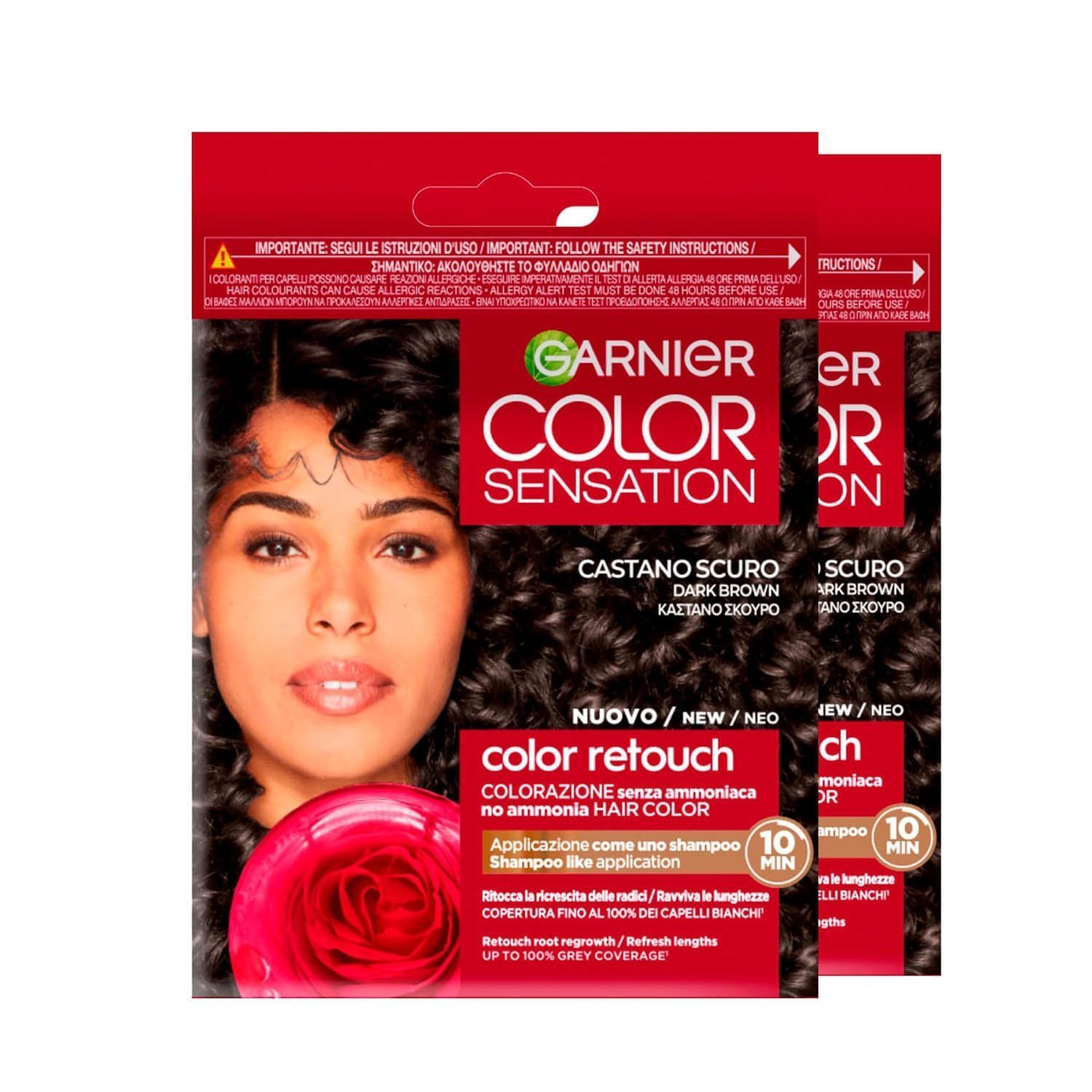 Garnier Color Sensation Colour Retouch Permanent Hair Colouring, Dark Brown Colour - 2 Dyes