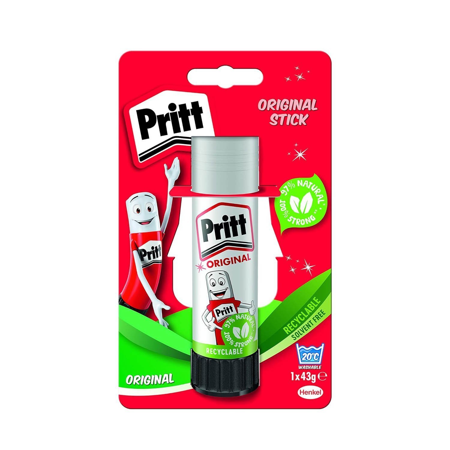 Pritt Glue Stick, Safe & Child-Friendly Craft Glue for Arts & Crafts Activities - 1x43g Pritt Stick, white