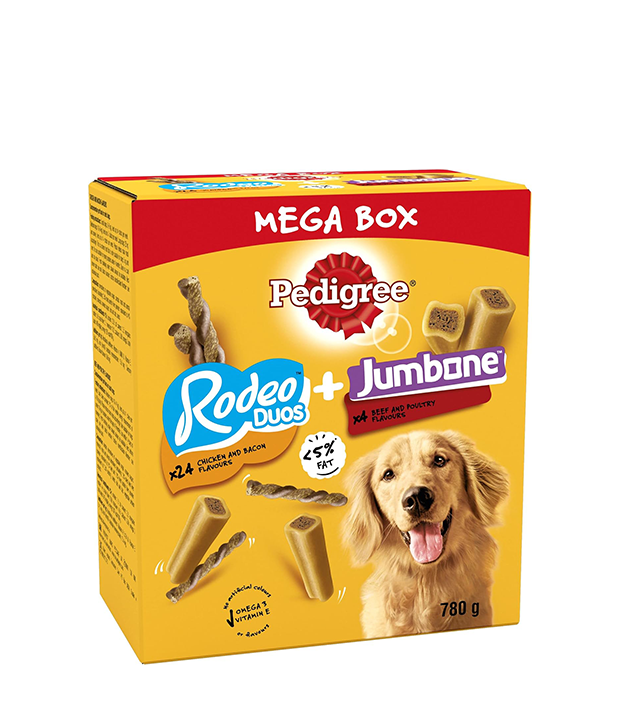 Pedigree Multipack with 24 Rodeo Duos Chicken and Bacon Flavour and 4 Jumbone Beef and Poultry Flavour,  Pack of 2